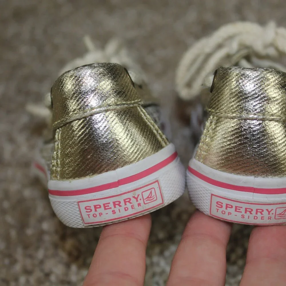 Sperry Baby Shoes Gold Leopard Cheetah Sequin Boat Infant Girls Size 5 M